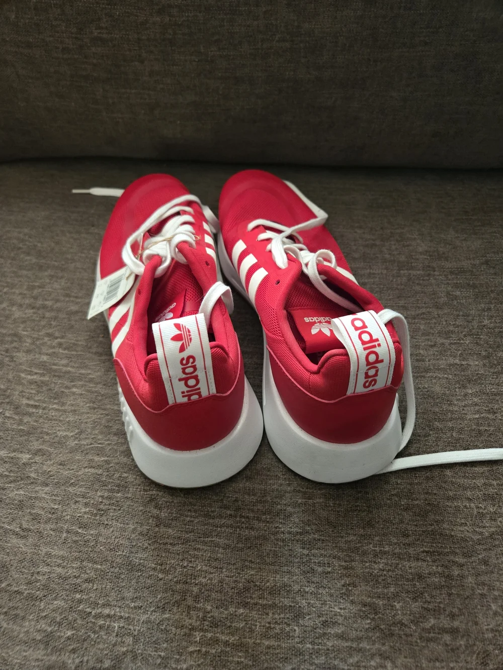 Adidas Red Athletic Sneakers with White Stripes